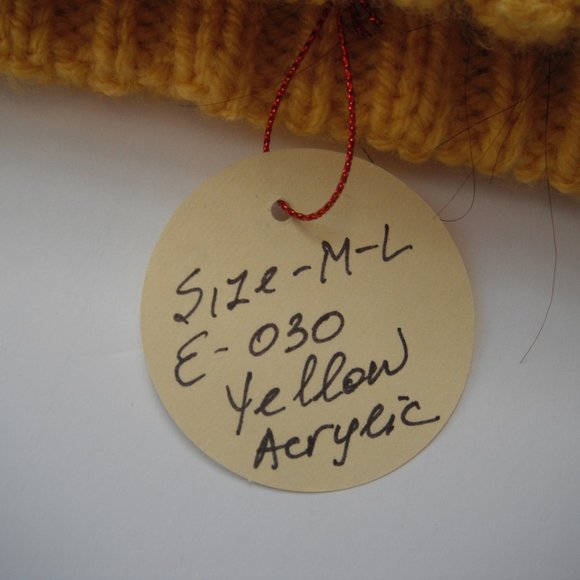 Hand Knitted Hat Toque Adult Size-M-L Acrylic Color Yellow - 030 Hand knit by me - Picture 7 of 8